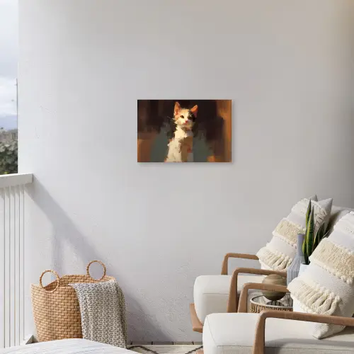 Kat - Geschilderd - Artistiek - Wit Tuinposter op houten frame 2 cm dik klein -sfeer1