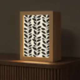 Botanisch - Dessin - Zwart - Beige Light Box met kabel (Tafellamp) klein 925 -z3d_website