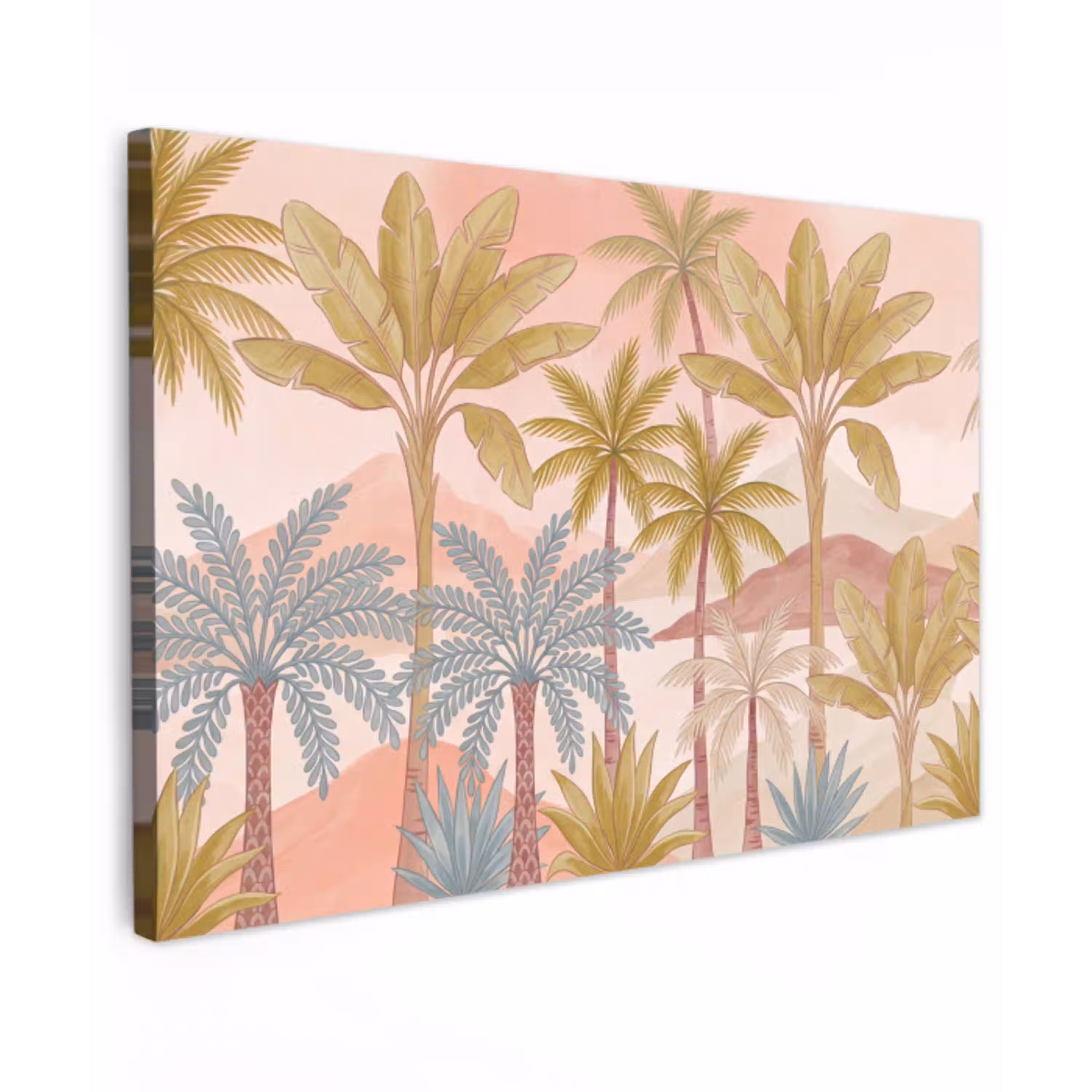 Illustratie - Palmbomen - Kleurrijk Tuinposter op houten frame 2 cm dik klein -3d