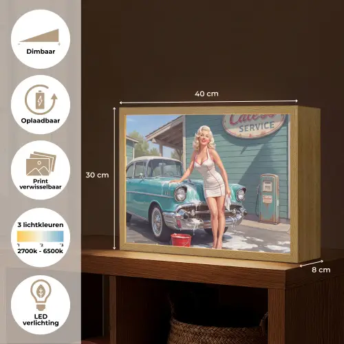 Auto - Vrouw - Groen Light Box met batterij (Wandlamp) middel -USP_websiteoverzichtNL