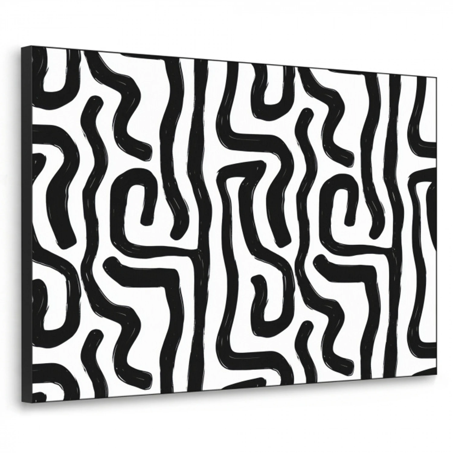 Modern - Lijnen - Zwart Textielframe zwart klein 947 -3d