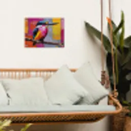 Roze - Ijsvogel - Tak - Kleurvlakken tuinposter los doek klein -sfeer7