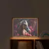 Paard - Bloemen - Paars - Oranje - Dieren Light Box met batterij (Wandlamp kind) middel -sfeer1_kind