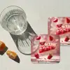 Aardbei - Taart- Eten - Roze onderzetter kurk middel -sfeer4