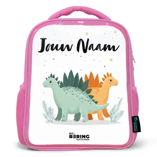 Dinos - Dieren - Sterren Kinderrugzak - Roze middel -3d