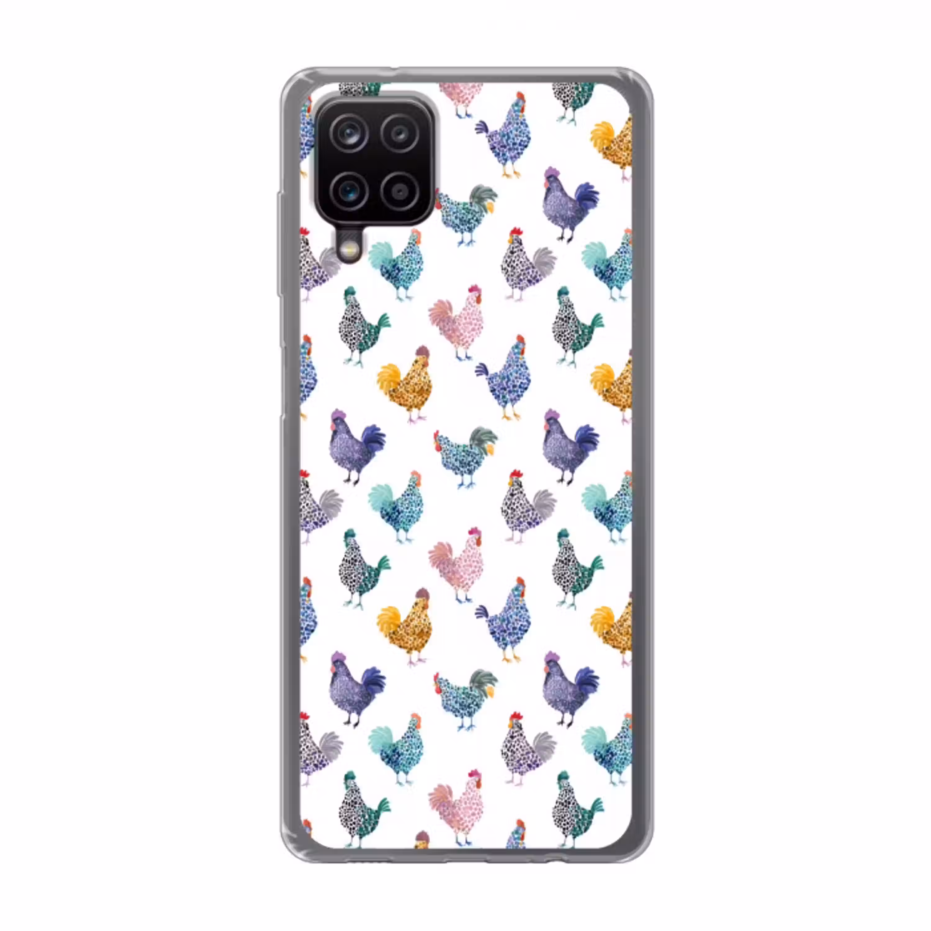 Kippen -Aquarel - Kleurrijk Telefoonhoesje Samsung Galaxy A12 klein 372 -3d