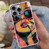 Portret - Vrouw - Abstract - Zonnebril Hoesje iPhone 16 Pro Max met koord klein -sfeer3