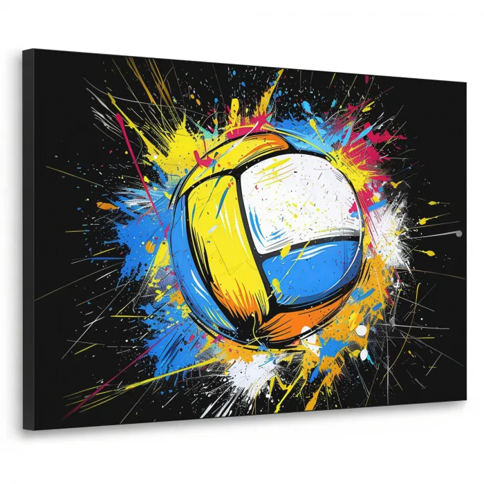 Graffiti - Sport - Volleybal - Bal Textielframe zwart klein -3d