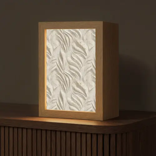 Textuur - Reliëf - Beige Light Box met kabel (Tafellamp) klein 925 -z3d_website