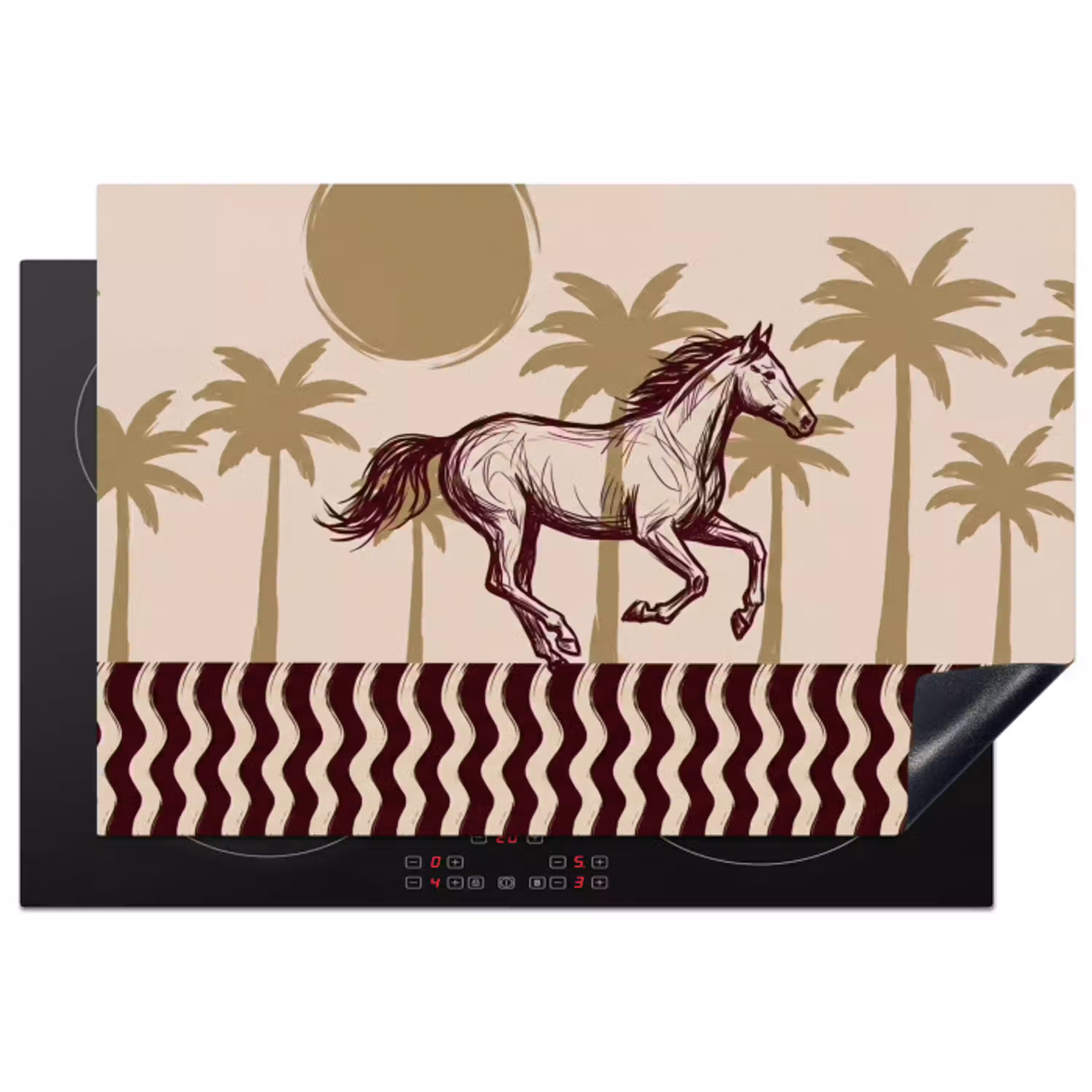 Paard - Galopperend - Woestijn - Illustratie Inductie beschermer vinyl 3mm klein -3d