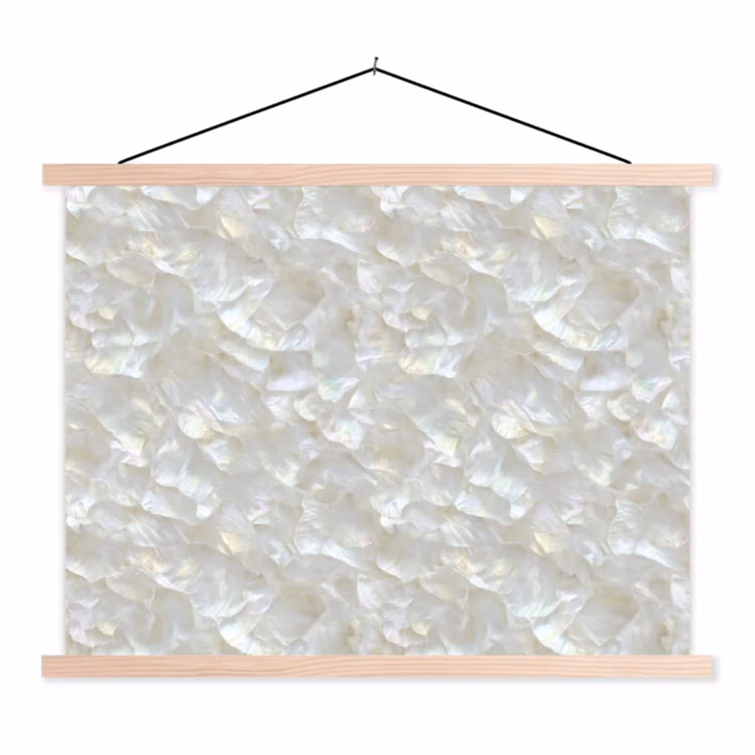 Parelmoerglans - Wit - Schelp textielposter latten blank klein 122 -3d