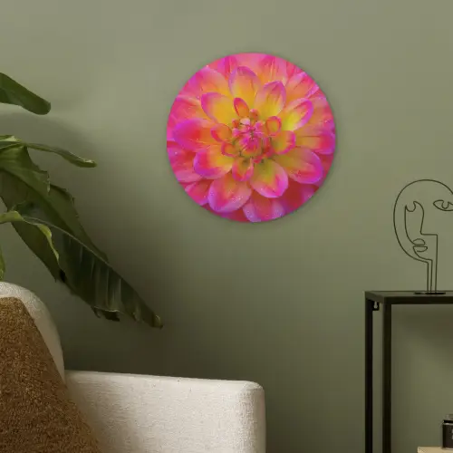 Roze - Dahlia - Kleurrijk Akoestische PET Vilt - Rond klein -sfeer2