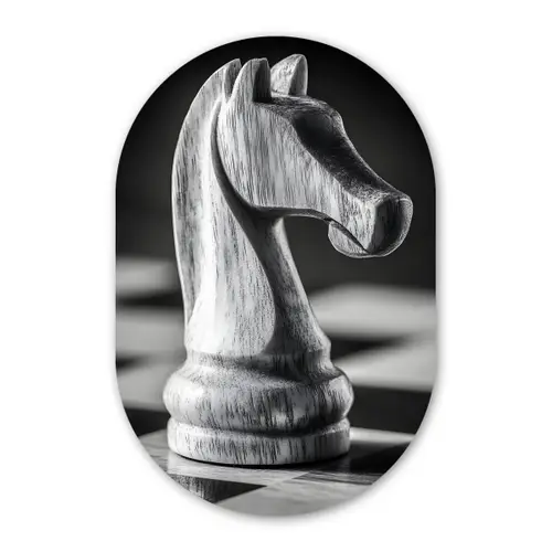Paard - Hout - Schaalbord - Zwart Wandcirkel Ovaal Glas middel -3d