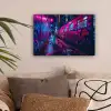 Stad - Neon -  Nacht - Roze - Graffiti canvas 2cm klein -sfeer1