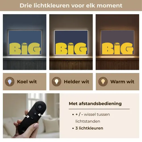 Think big - Blauw - Geel Light Box met batterij (Wandlamp) middel -USP_lichtkleurNL