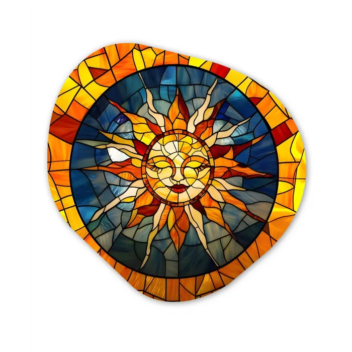 Mozaïek - Zon - Geel - Cirkel Wandcirkel Organisch Forex 3mm klein -3d