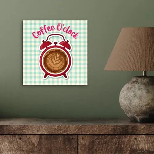Koffie - Klok - Groen aluminium wit klein -sfeer2