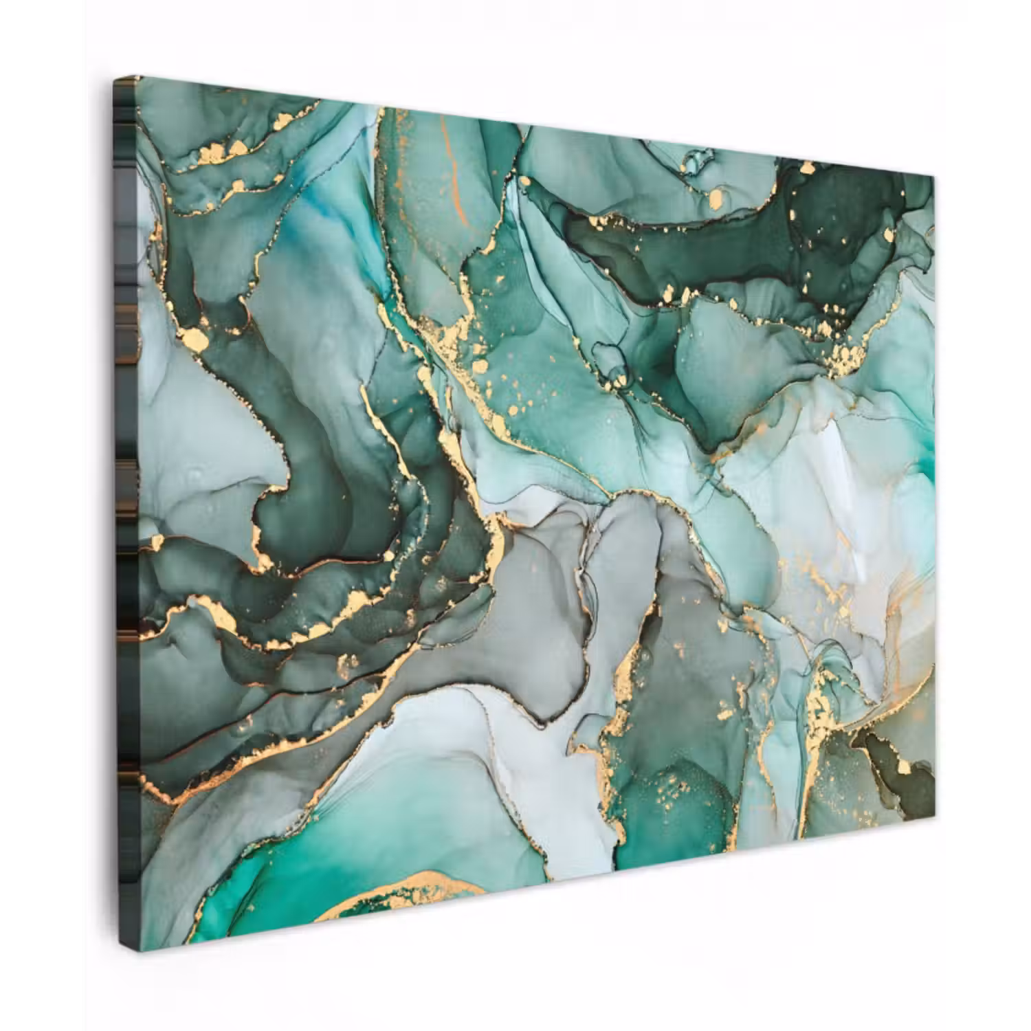 Leinwandbild - Gold - Marmor - Grün - Luxus - Marmoroptik - Grau