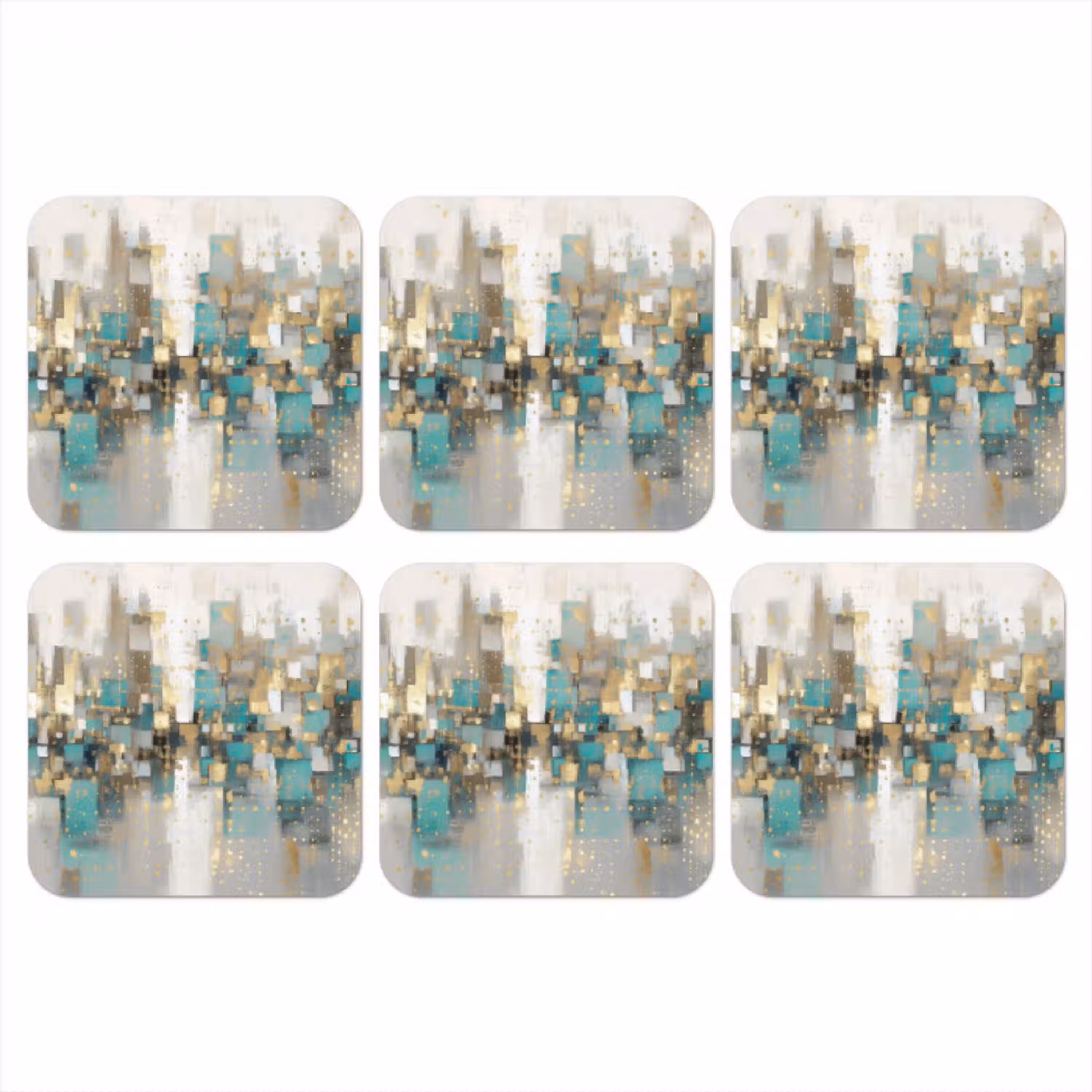 Abstract - Blokken - Goud - Skyline onderzetter kurk middel -3d