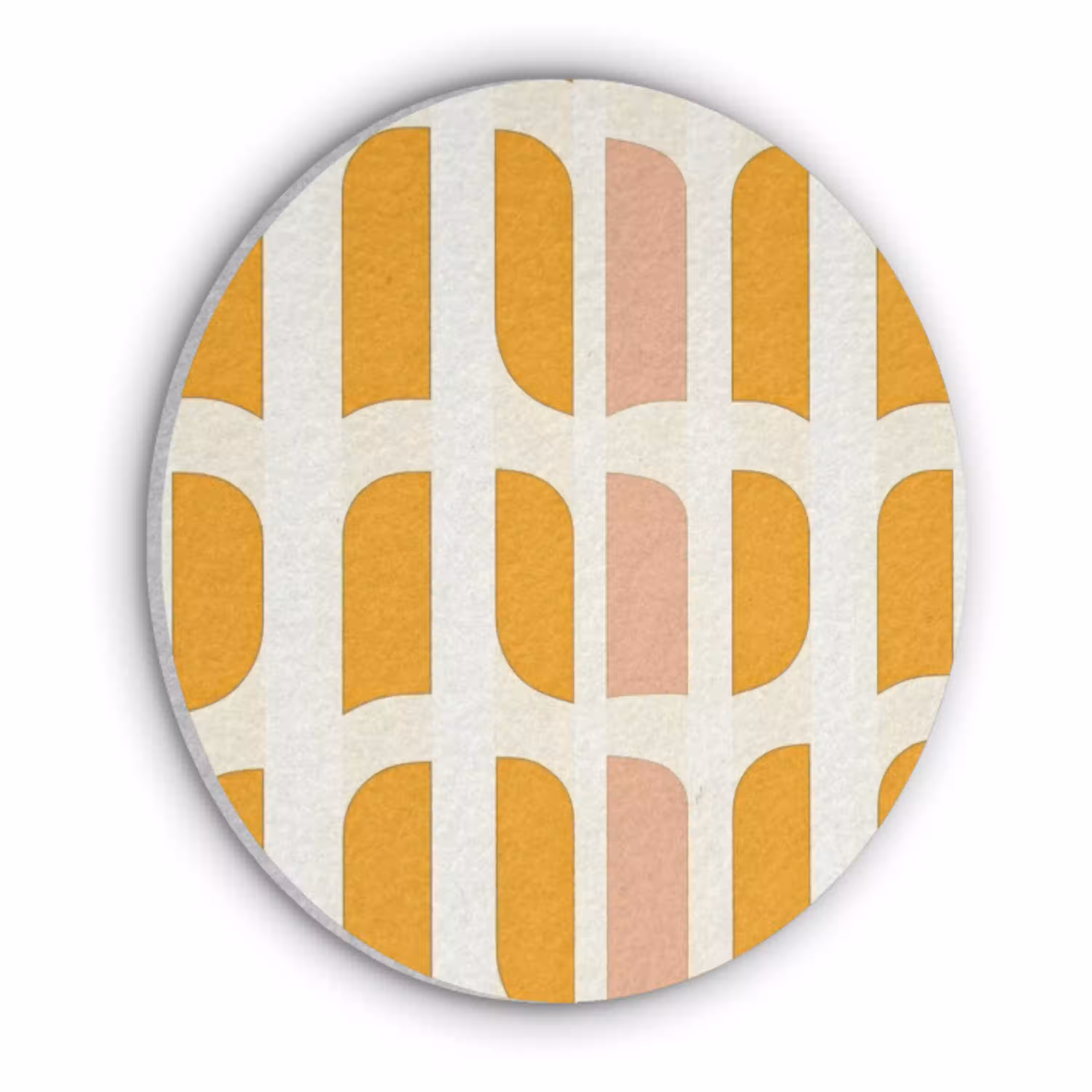 Geometrisch - Patroon - Geel - Roze Akoestische PET Vilt - Rond klein 838 -3d