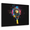 Graffiti - Sport - Tennis - Raket - Bal Textielframe zwart klein -3d