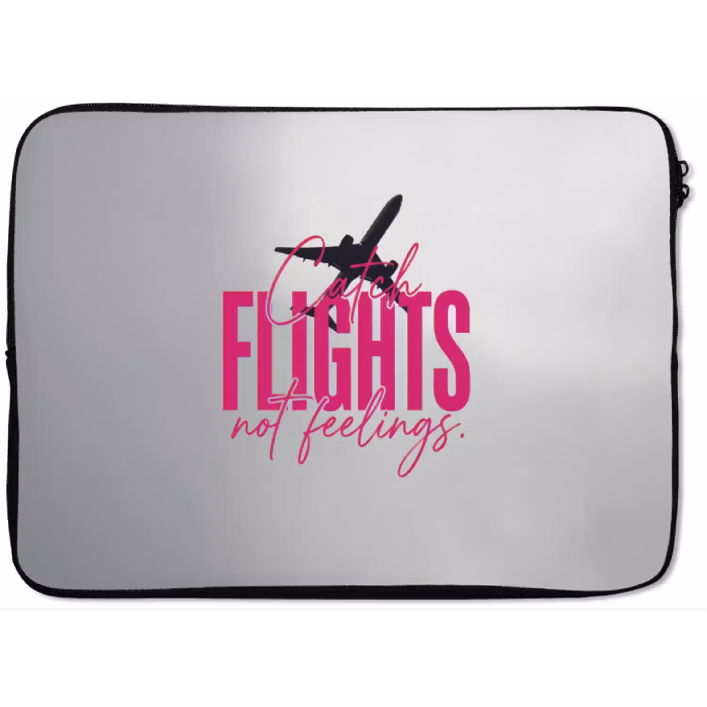 Catch flights not feelings - Vliegtuig - Roze laptophoes neopreen klein -zkaufland3dotto
