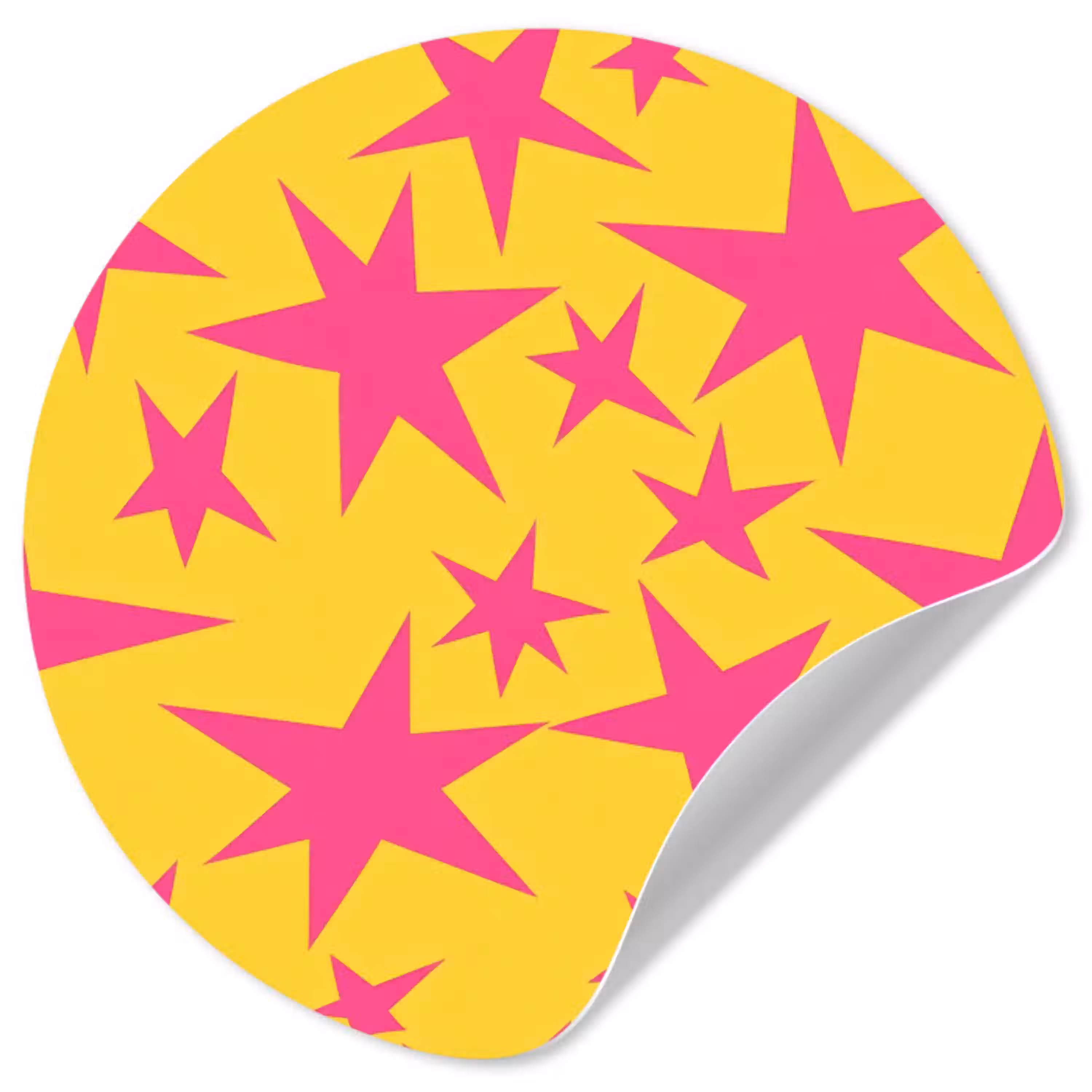 Sterren - Patroon - Roze - Geel Wandcirkel behangsticker klein 186 -3d