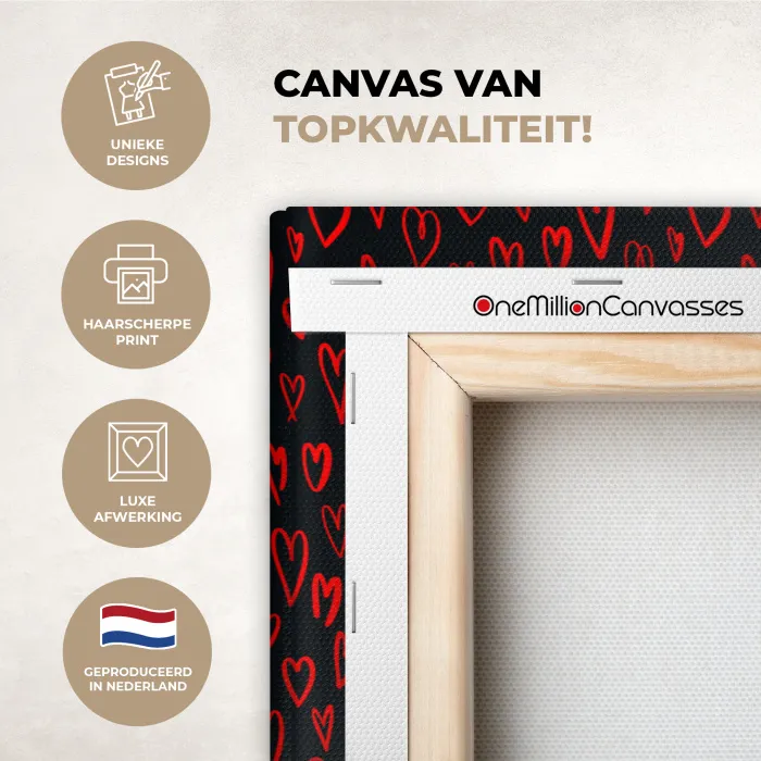 Zwart - Harten - Rood canvas 2cm xxl 828 -sfeer2