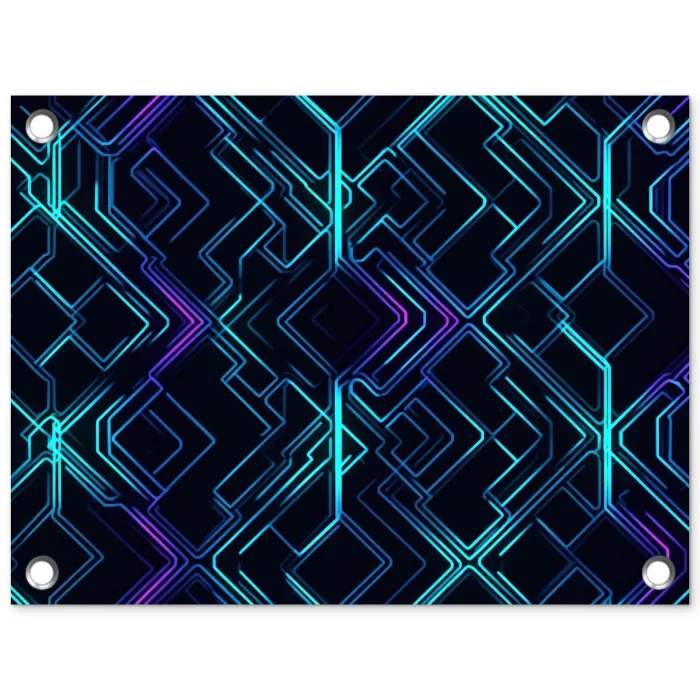 Gaming - Ruitvormen - Abstract - Neon - Paars tuinposter los doek klein -3d