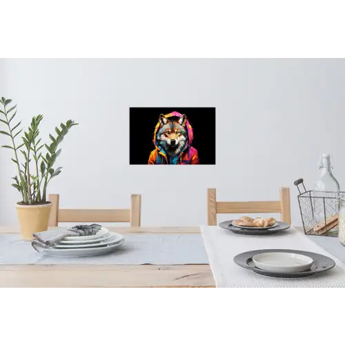 Graffiti - Wolf - Jas - Zwart Muursticker klein -eettafel