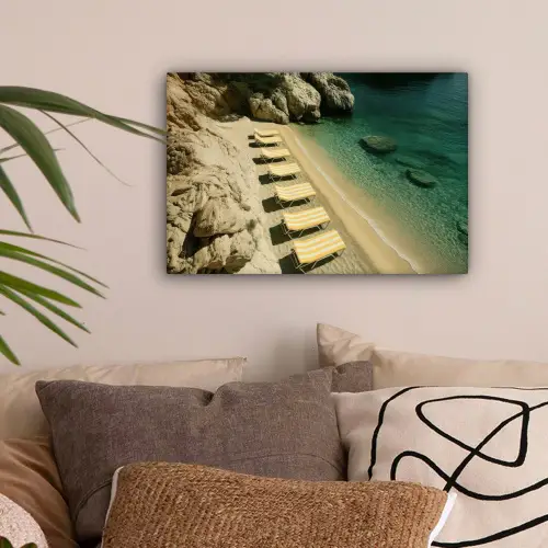 Strandbedden - Zee - Stenen - Baai canvas 2cm klein -sfeer1