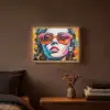 Vrouw - Bril - Kleuren - Graffiti Light Box met batterij (Wandlamp) middel -sfeer4