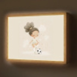 Meisje - Voetbal - Beige Light Box met batterij (Wandlamp) middel -z3d_website