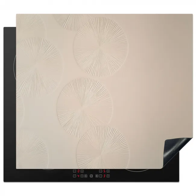 Japandi - Beige - Modern Inductie beschermer vinyl 3mm middel -3d