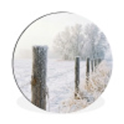 Hek - Sneeuw - Mist - Platteland - Nostalgisch Wandcirkel aluminium klein -3d