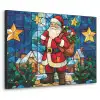 Kerstman - Glas - Kleurrijk Textielframe - compleet frame klein -3d