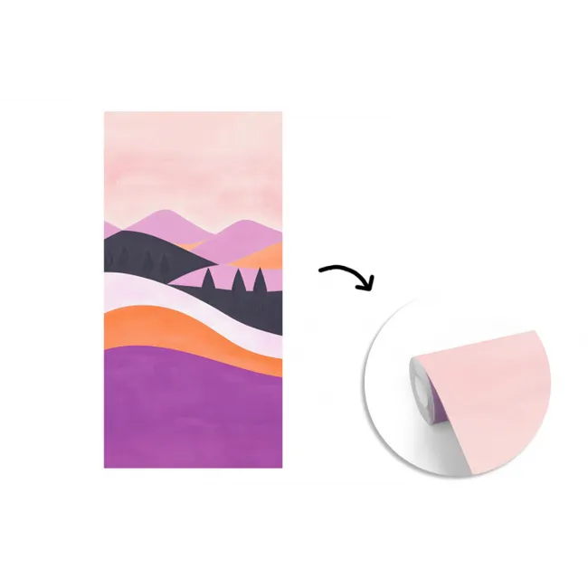 Abstract - Heuvels - Bomen - Groen fotobehang vinyl groot -3d