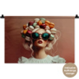 Vrouw - Macarons - Bril Wandkleed katoen klein -t3d_DE
