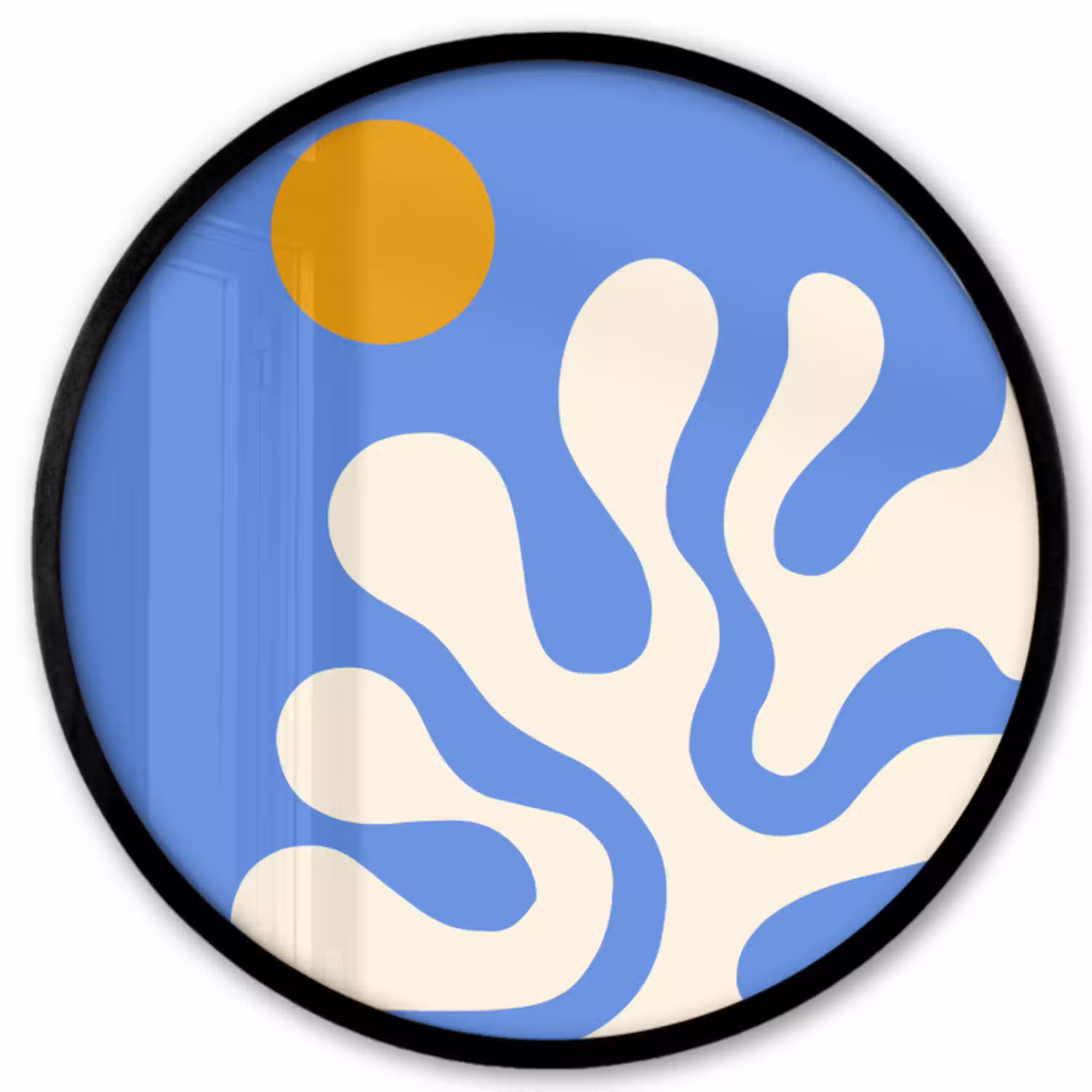 Minimalistisch - Organisch patroon - Blauw Fotolijst rond zonder passe partout klein -3d