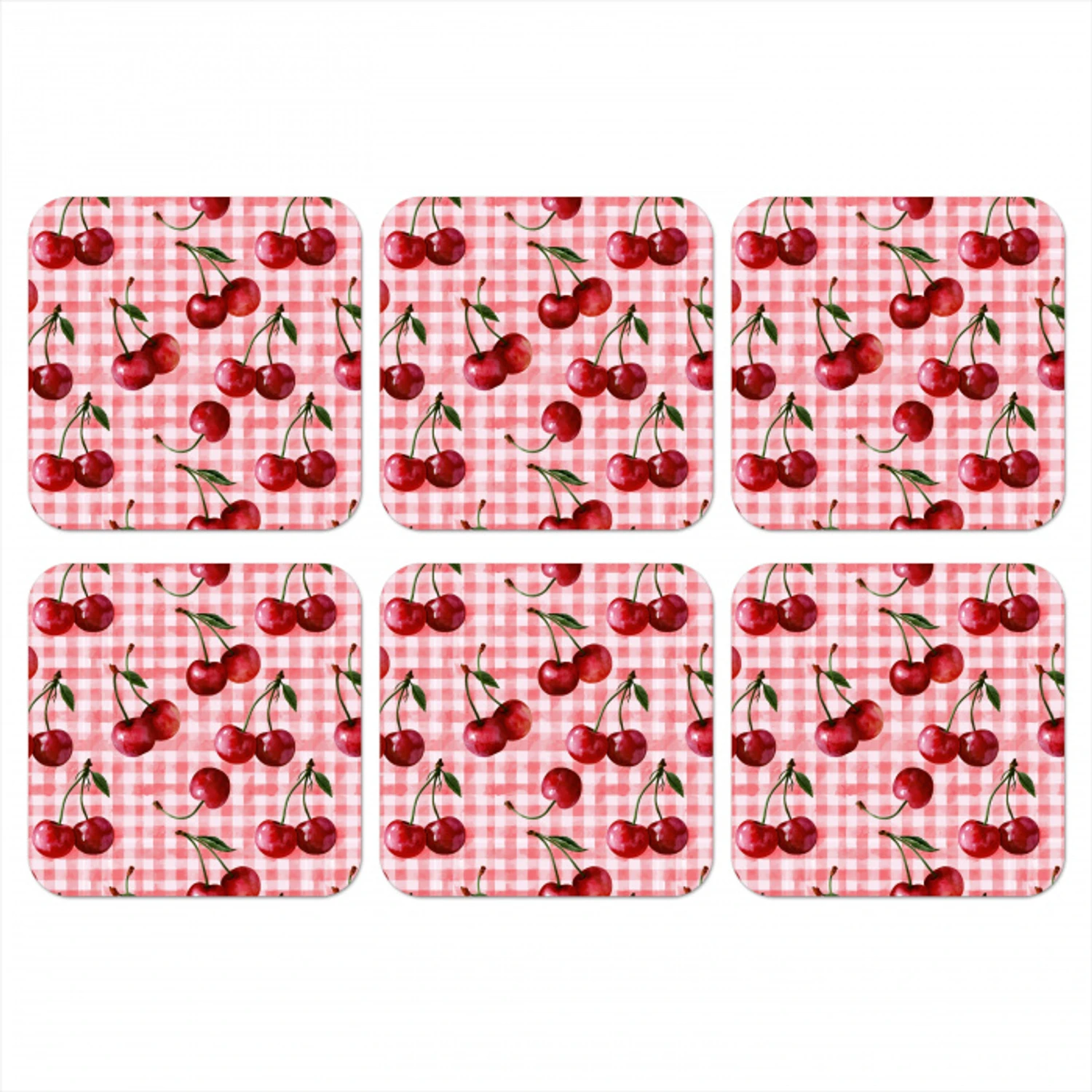 Kersen - Blokken - Rood onderzetter kurk middel 366 -3d