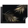 Bladeren - Planten - Goud - Zwart - Luxe Inductie beschermer vinyl 3mm klein -3d
