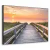 Zonsonderang - Zee - Pad - Gras - Duin - Vogels Textielframe zwart klein -3d
