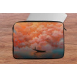 Zee - Boot - Wolken - Oranje laptophoes neopreen klein -tafel