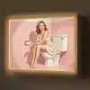 Roze - Retro - Vrouw Light Box met batterij (Wandlamp) middel -z3d_website