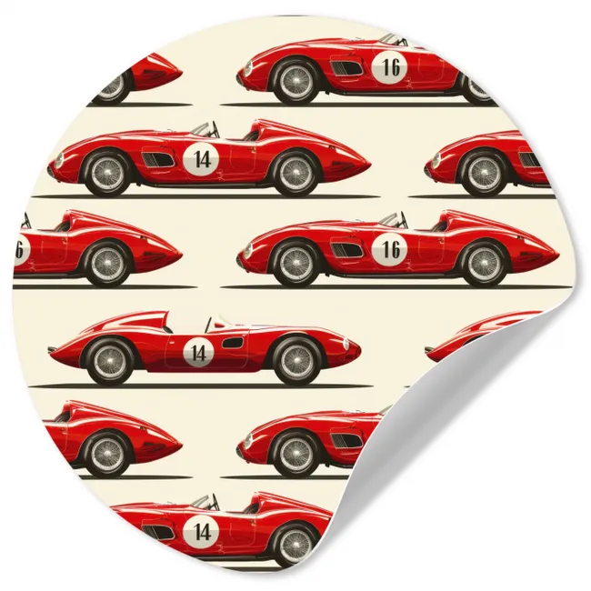 Behangcirkel - Raceauto - Retro - Rood