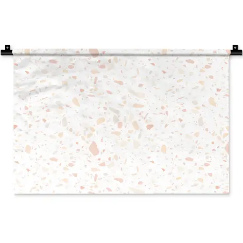 Terrazzo -  Patroon - Wit - Perzik Wandkleed katoen klein 269 -zz3d