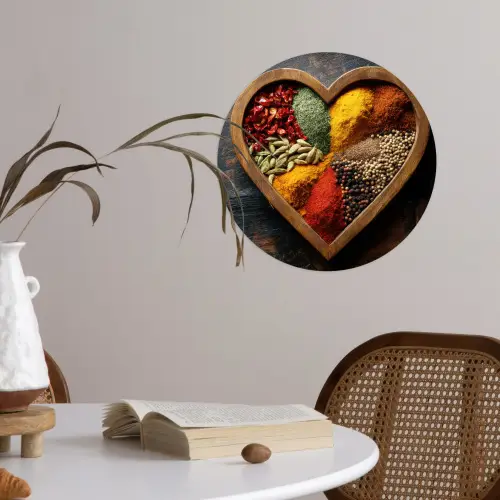 Houten - Hart - Kleurrijke - Specerijen Wandcirkel behangsticker klein -sfeer3