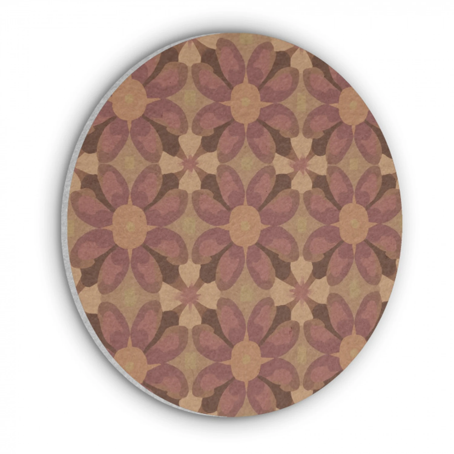 Retro - Bloemen - Bruin Akoestische PET Vilt - Rond klein 838 -3d