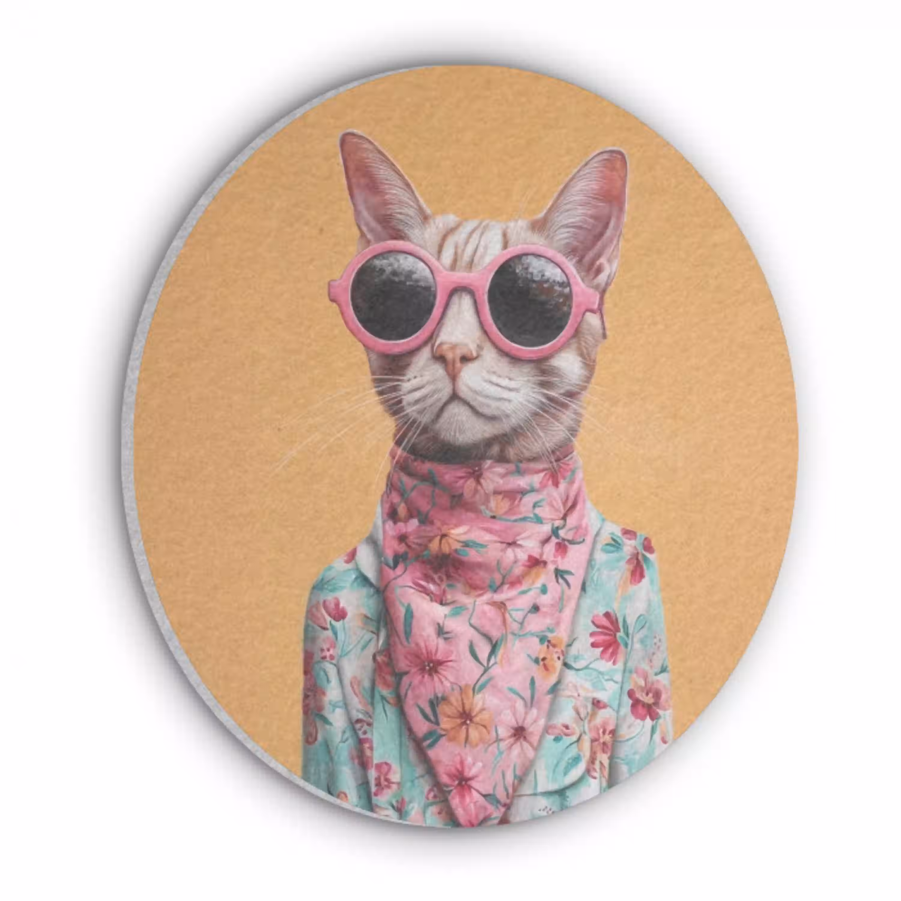 Zonnebril - Kat - Sjaal - Bloemen Akoestische PET Vilt - Rond klein -3d