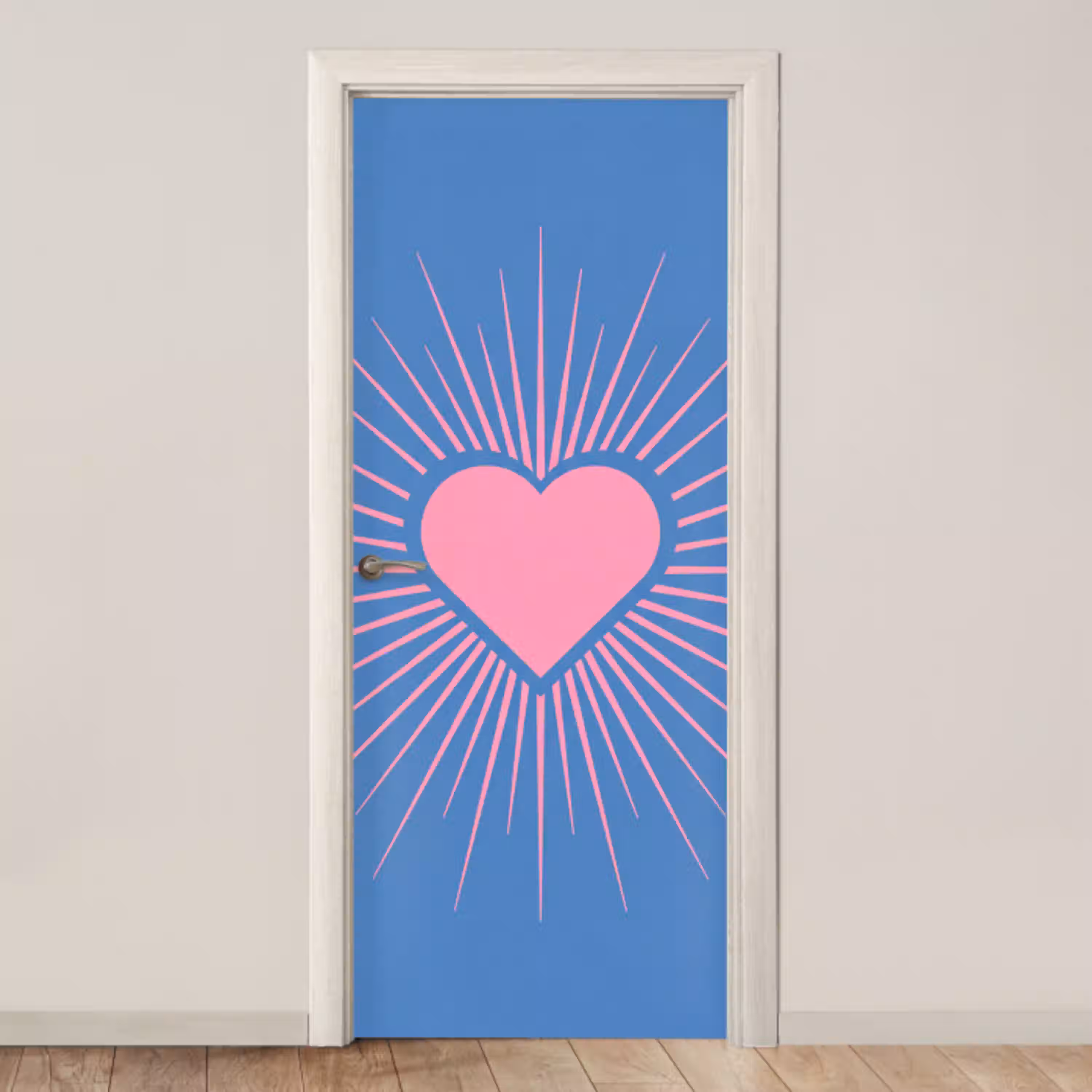 Hart - Stralen - Liefde - Modern - Roze deurposter klein -3d_beige